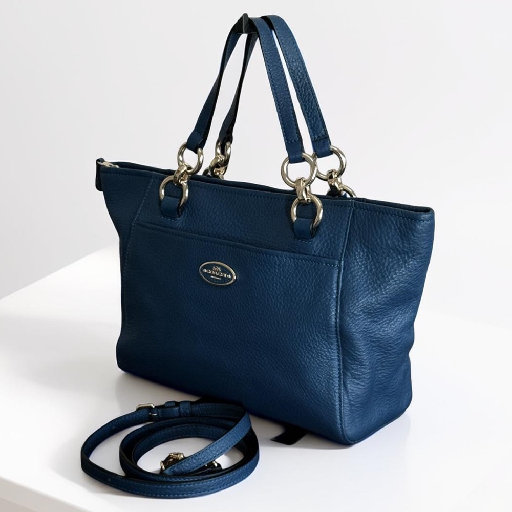 Authentic Coach Mini Ellis Blue Leather Satchel Crossbody Handbag - Picture 2 of 13